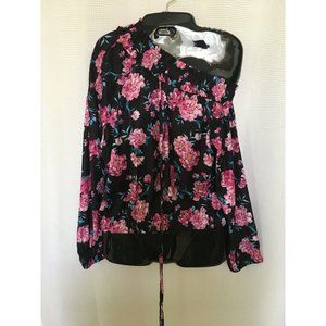 KENDALL + KYLIE womens blouse X-Small black floral print One shoulder NWT $98 A7